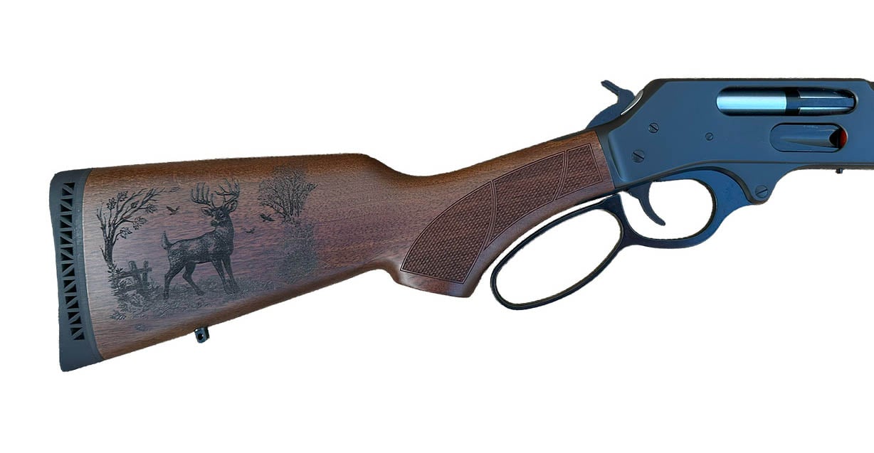 HENRY REPEATING ARMS Steel .45-70 Government Lever-Action Rifle with Custom Deer Engraving on Stock